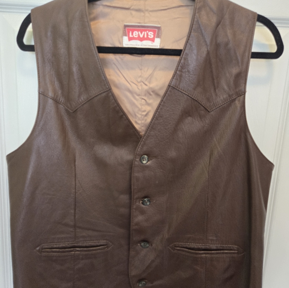 Vintage 70's genuine leather LEVIS men's vest size, brown size 40